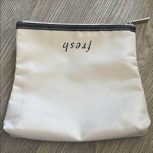 Fresh Cream Cosmetic Bag with Black Trim